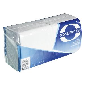 500 serviettes snacks blanches papiers jetables 1 pli 30 x 30 cm