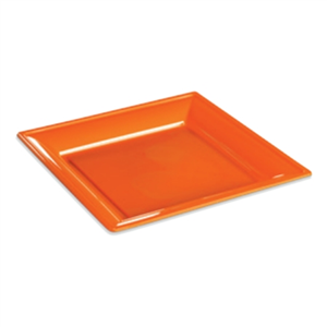12 assiettes carrées plastiques orange 24 cm