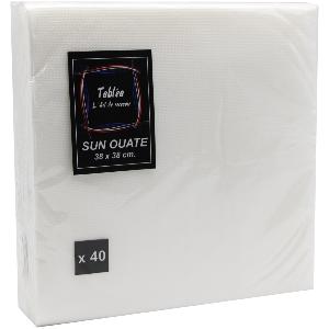 40 serviettes blanches micros gaufrées 38 x 38 cm