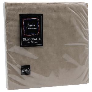 40 serviettes taupe micros gaufrées 38 x 38 cm