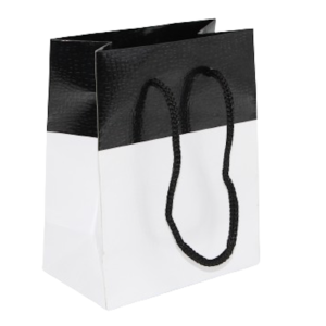 1 sac gaufré "lézard noir et blanc" poignée ruban 12 + 7 x 15 cm