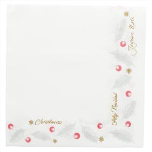 50 serviettes micro-gaufrée 33 x 33 cm Noël blancs