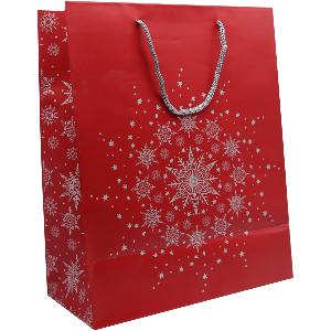 1 sac motif Noël rouge poignées cordelières 26 + 13 x 32 cm