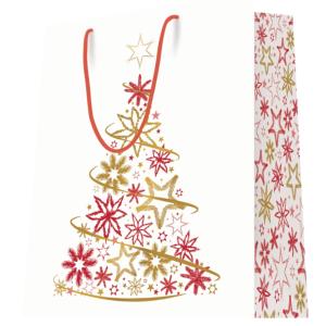 1 sac motif Noël "Sapin" poignées cordelières 18 + 10 x 23 cm