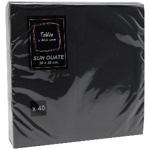 40 serviettes noires micros gaufrées 38 x 38 cm