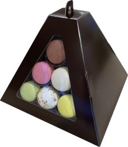 Etuis Pyramide support 24 macarons couleur chocolat