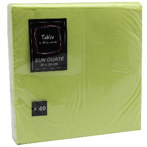 40 serviettes vert anis micros gaufrées 38 x 38 cm