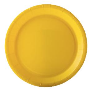 10 assiettes jaunes carton 22 cm