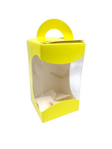 25 boîtes à oeuf carton jaune à fenêtre 90 x 90 x 160 mm N°6