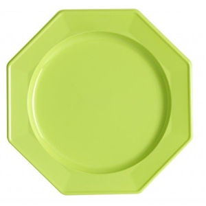 12 assiettes octogonales luxe vert anis 24 cm