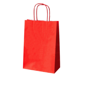 250 sacs cabas kraft rouges à poignées torsadées 20 x 10 x 29 cm