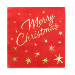 Tovaglioli Natale Merry Christmas micro goffrati 40 x 40 cm da 50