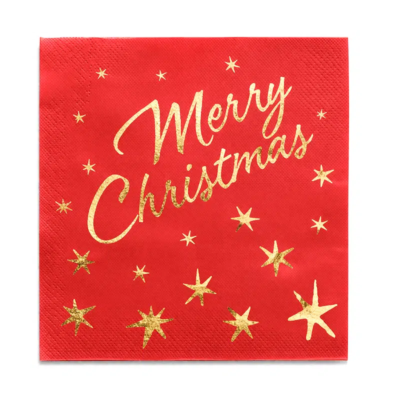 Serviette Noël Merry Christmas micros gaufrées 40 x 40 cm par 50