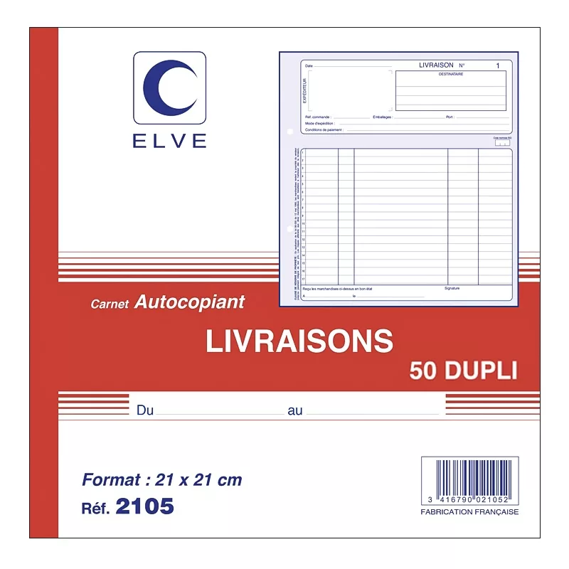Notizbuch Lieferung 50 Duplikate 210 x 210 mm ELVE
