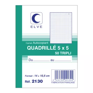 Carnet autocopiant quadrillé