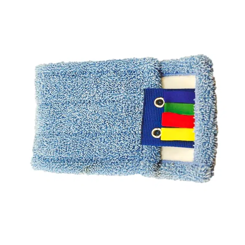 40 cm blue microfiber fringe with pockets and hole in tongue