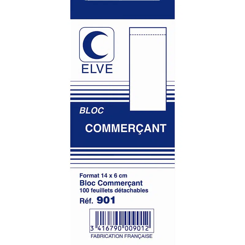 Bloc commerçant 100 feuillets 60 x 140 mm