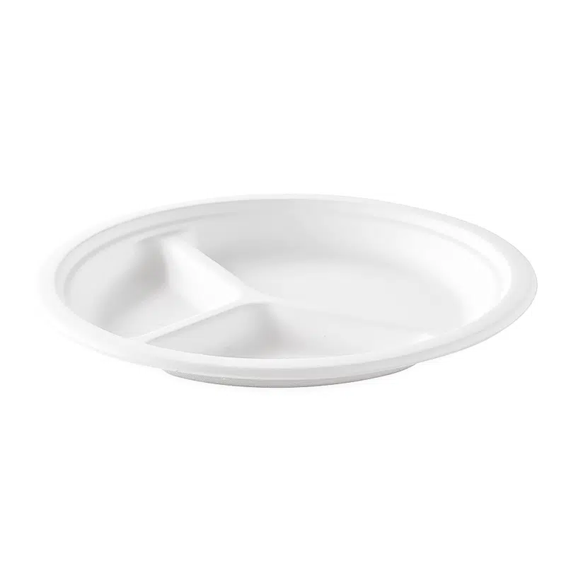 50 biologisch abbaubare Teller mit 3 Unterteilungen 26 cm
