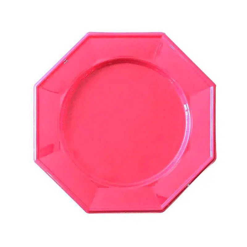 12 achteckige Teller Luxus Fushia 24 cm