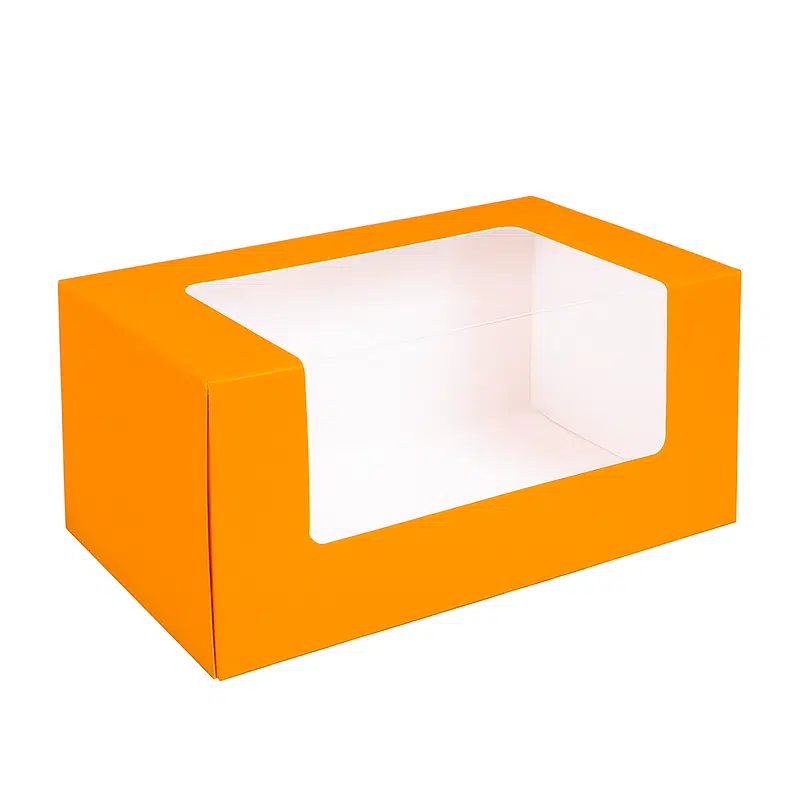 25 caixas de cartão laranja para bolos 20 x 11 x 9 cm