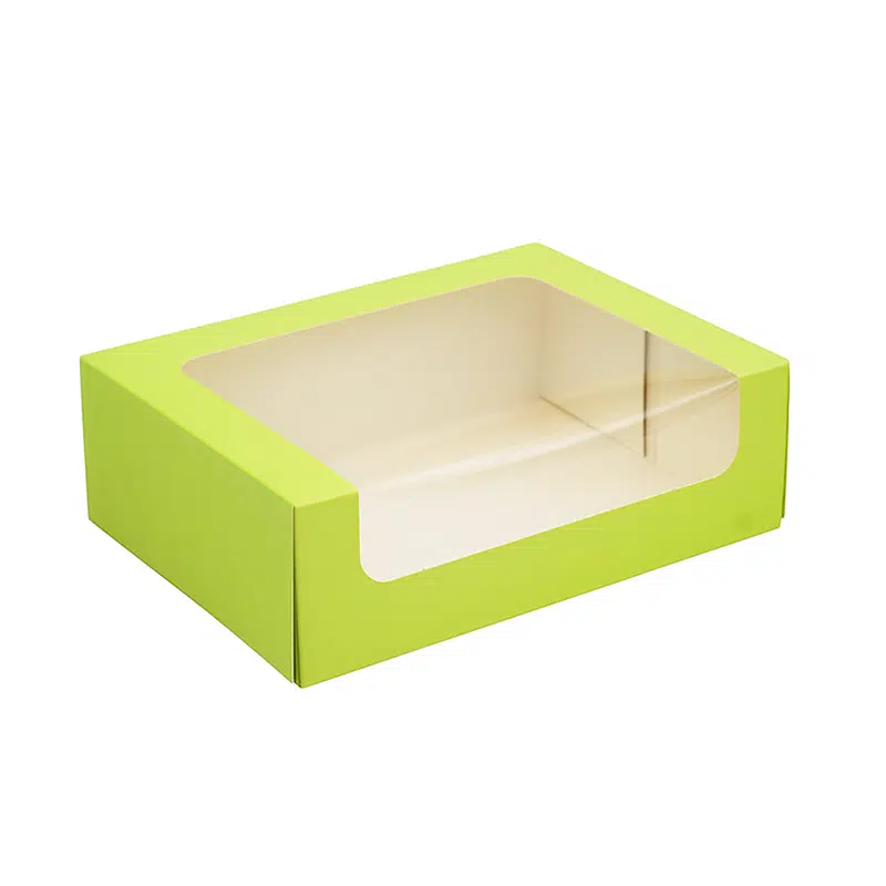 Boite macarons verte carton pour 12 / 16 macarons