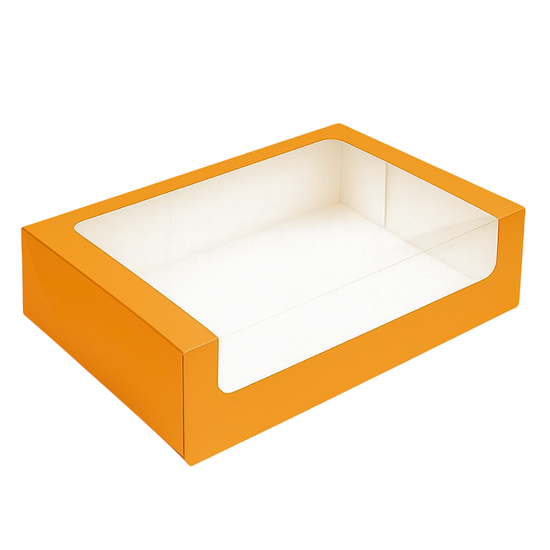 Boite macarons orange carton pour 25 macarons