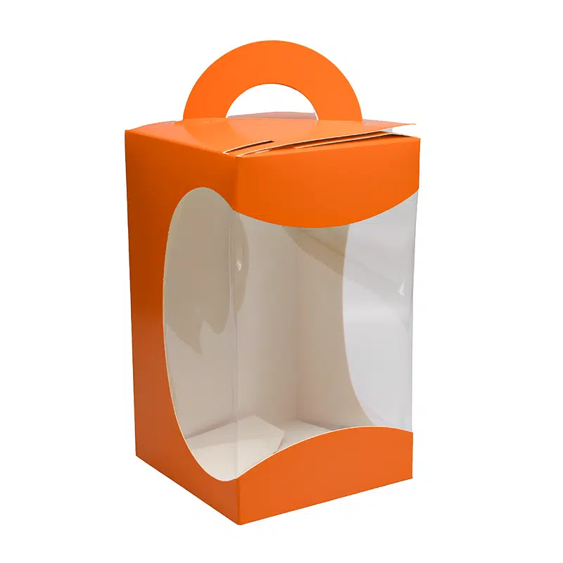 orange cardboard egg carton with window 120 x 120 x 200 mm N°4 per 25