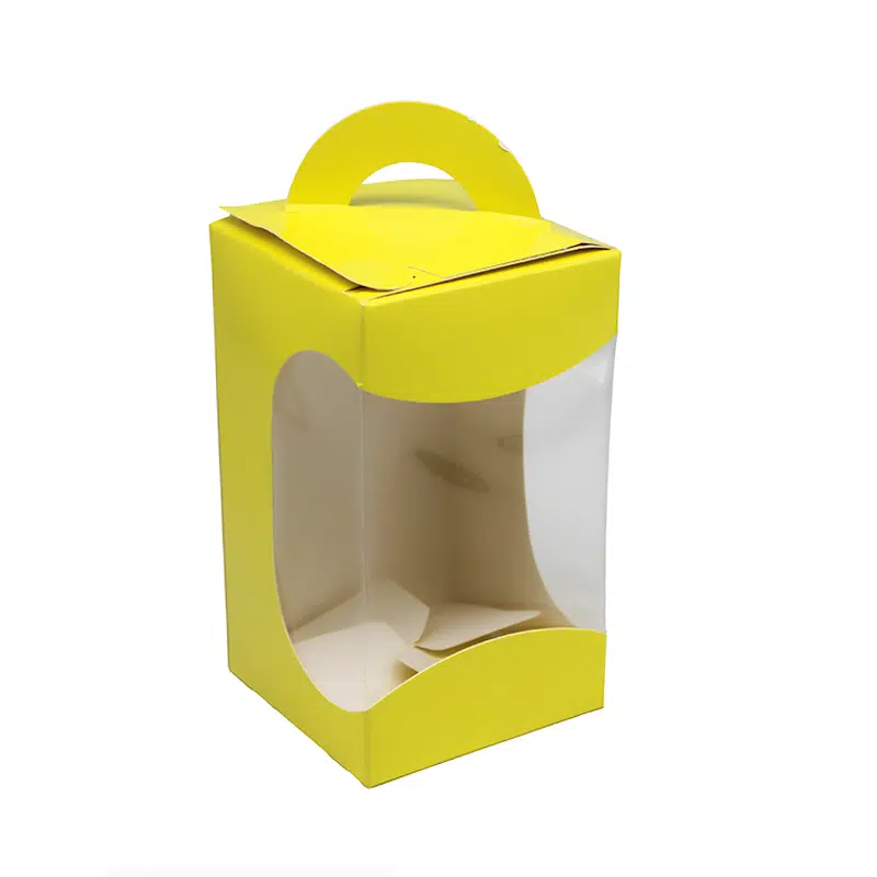 Boite à œuf carton jaune à fenêtre 90 x 90 x 160 mm N°2 par 25