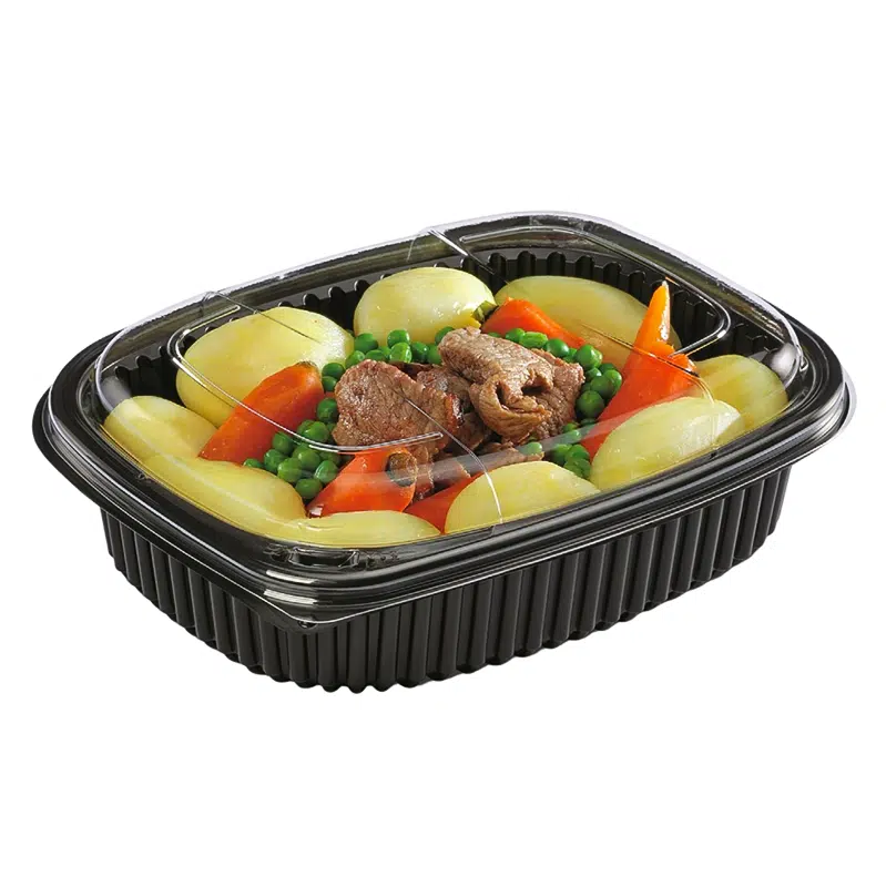 Bandeja para microondas COOKIPACK, negra 600 ml, paquete de 40