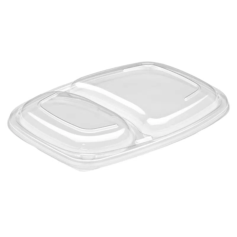 Tapa de plástico para bandeja de 2 compartimentos 675 / 415 ml, paquete de 20