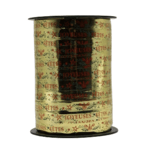 Bobine bolduc or « joyeuse fêtes » 225m x 10mm