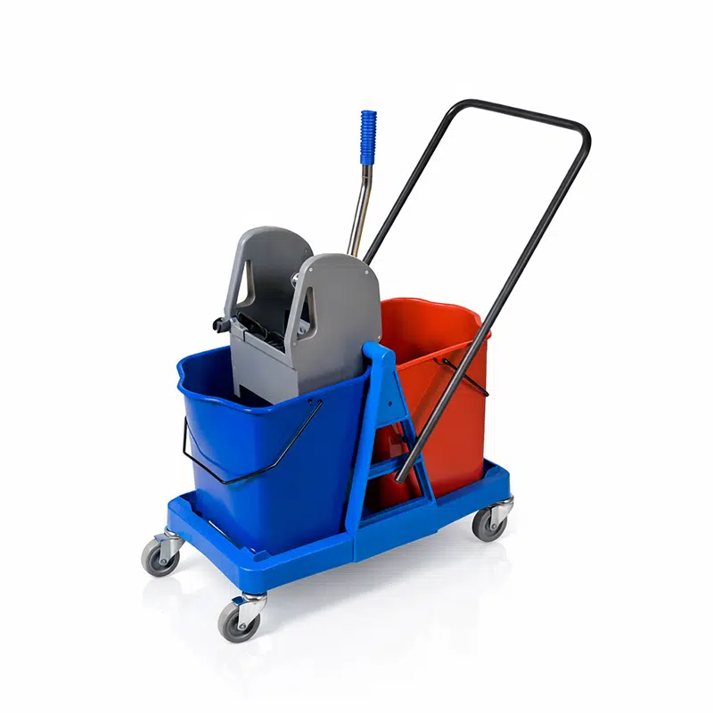 Cleaning Trolley 2×15 litres with Flat Wringer