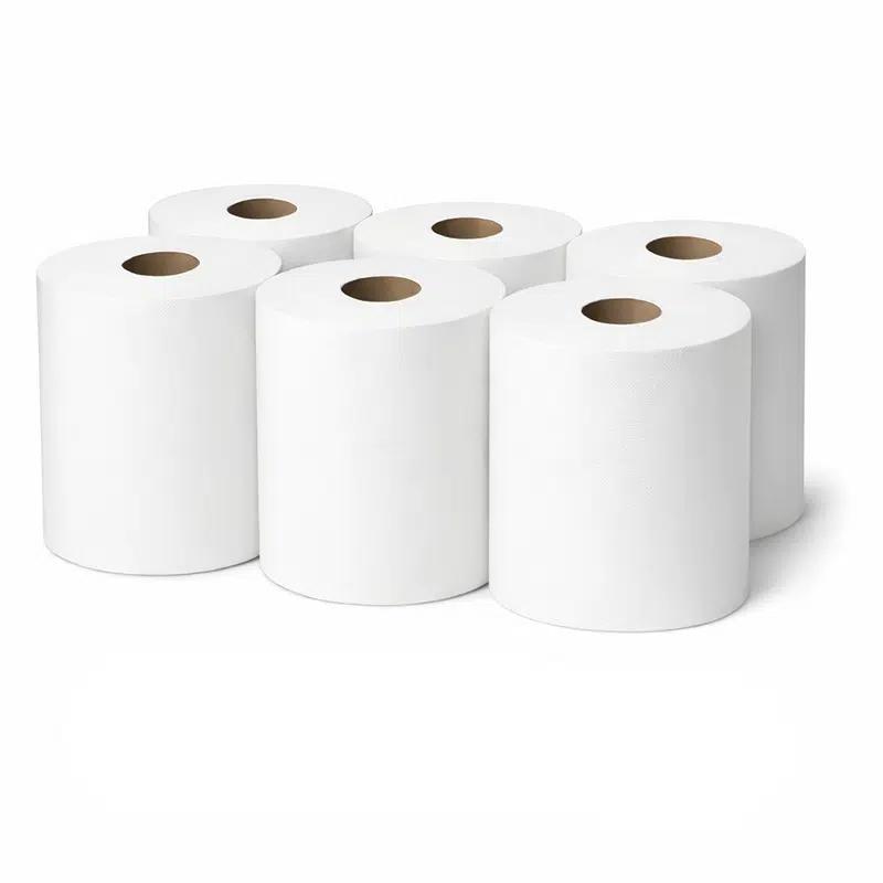 Rollo de toallas de papel de pura celulosa lisa, 450 unidades de 19 x 25 cm, pack de 6