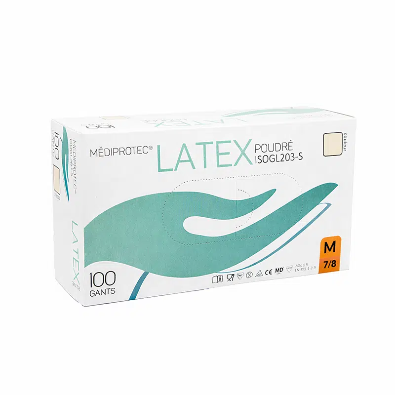 Gepuderter Latex-Untersuchungshandschuh Medium 8, 100 Stück