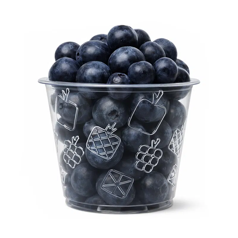 Pote para fruta / bubble tea de plástico Ø95 RPET 300 ml, em embalagem de 78 unidades