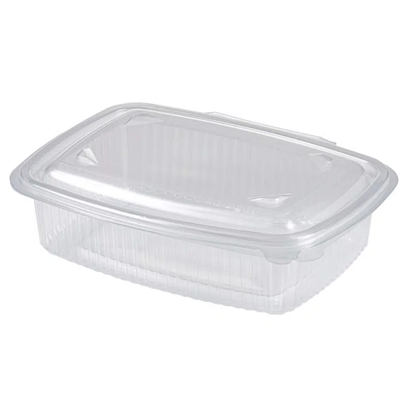 Bandeja microondable de 2000 ml con tapa abatible, paquete de 50