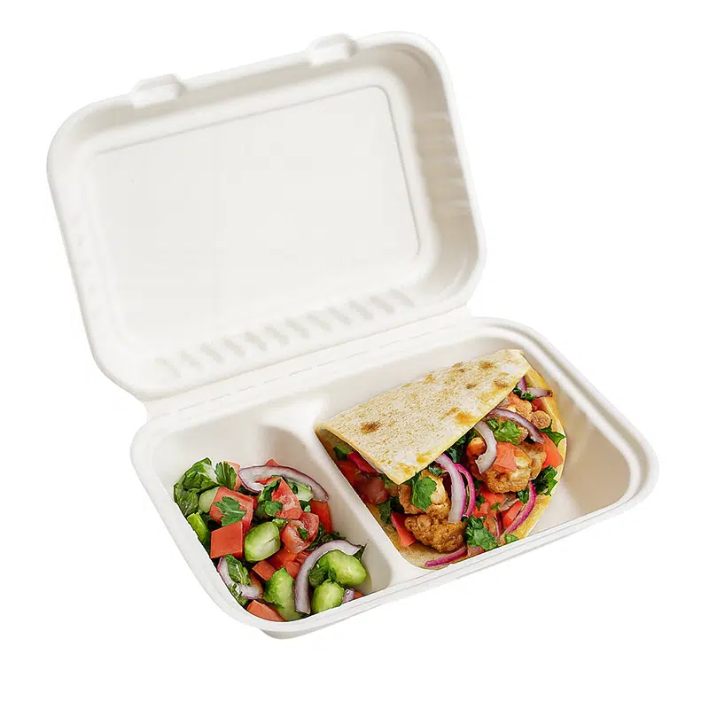 Comedero 2 compartimentos bagazo biodegradable 245 x 164 x 75 mm por 50