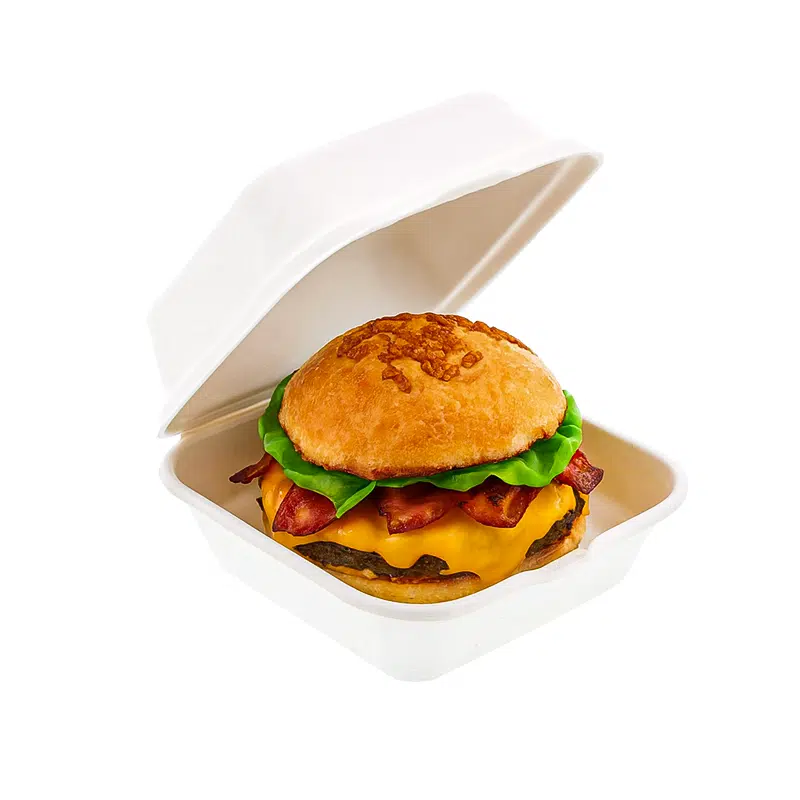 Boite burger bagasse biodégradable 155 x 160 x 80 mm par 50