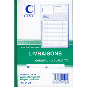 Delivery notebook 50 tripli 210 x 140 mm ELVE