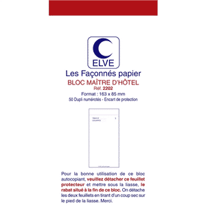 Maitre d' blocks 50 dupli 165 x 85 mm