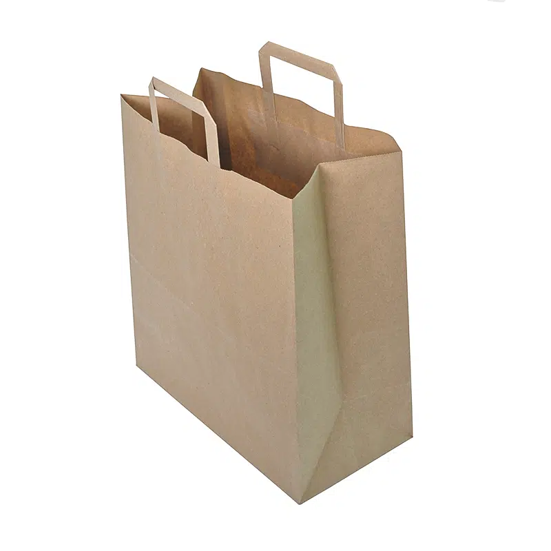 Bolsa de papel marrón con asas planas 32 x 16 x 35 cm (250)