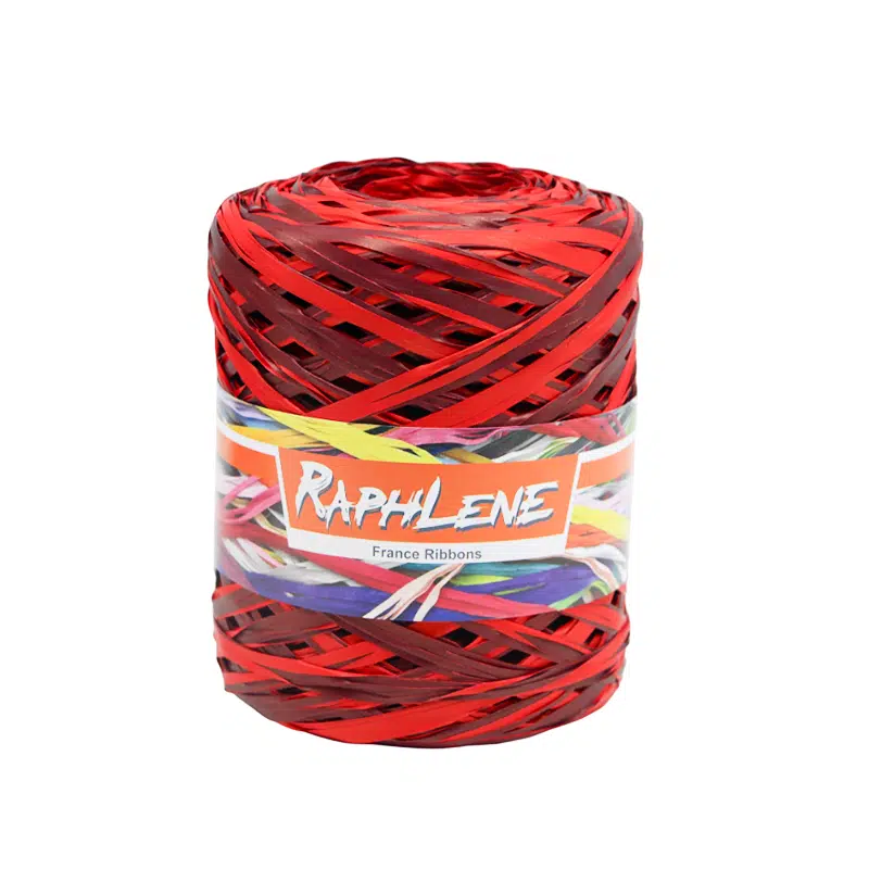 Pelote raffia rouge / bordeaux 200m x 12.5 mm