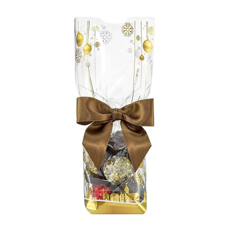 Sachet confiseries noël Boules et Flocons 100 x 220 mm par 100