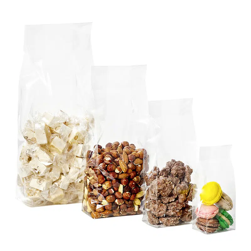 Sachet confiseries sos fond souple 80 + 40 x 240 mm par 100