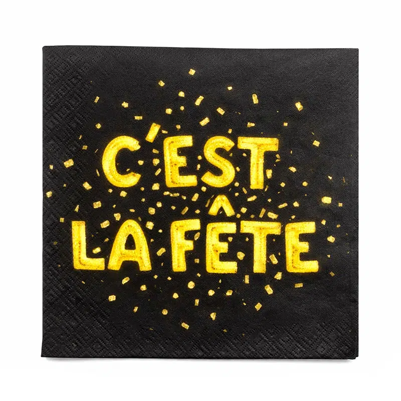 Serviette festive « c&rsquo;est la fête » 33 cm par 20