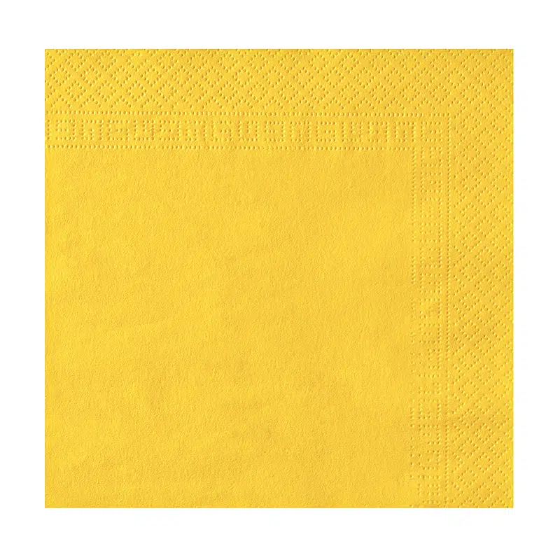 Serviette jaune 2 plis 38 x 38 cm par 50