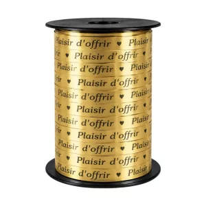 Bobine bolduc or « Plaisir d'Offrir » – 10 mm × 225 m
