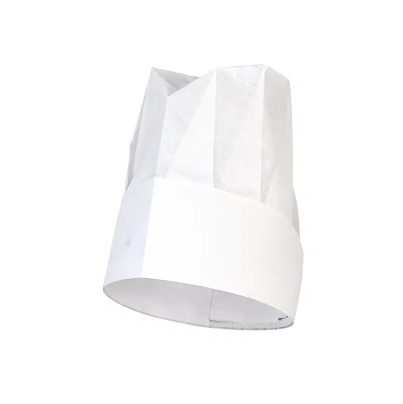 Toque en papier plissée blanche réglable 230 mm par 10
