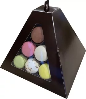 Pyramid holder for 24 chocolate-colored macaroons