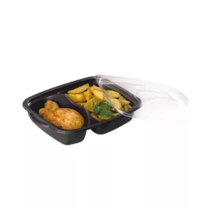 25 tins with lids 2 compartments microwave black 900 ml